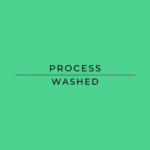 Text 'PROCESS WASHED' on a green background