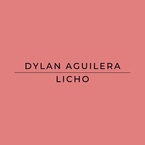 Pink background with black text displaying 'Dylan Aguilera' and 'Licho'.