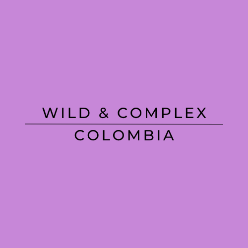 Text 'Wild & Complex Colombia' on a purple background