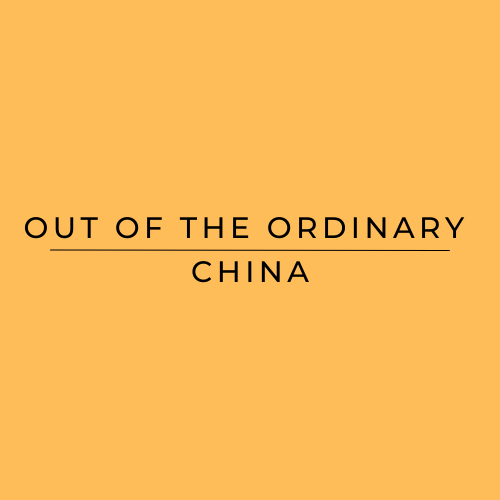 Text 'OUT OF THE ORDINARY CHINA' on a yellow background