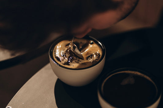 Cupping coffee