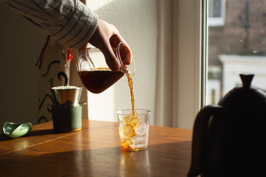 Iced Pourover Coffee recipe brewed over ice