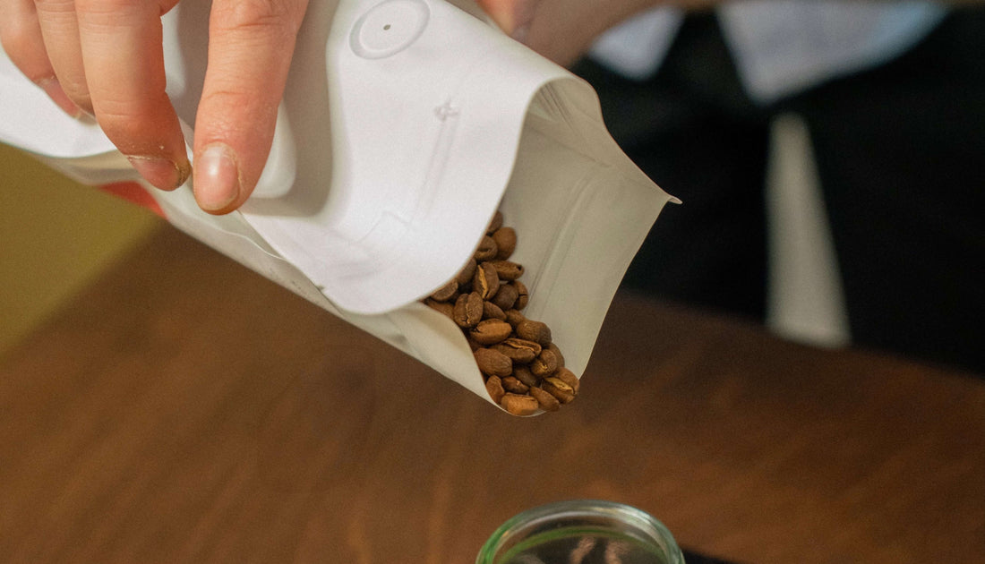 Pour of Pink Bourbon Coffee beans