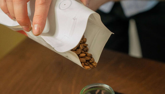 Pour of Pink Bourbon Coffee beans