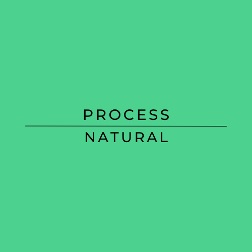 Text: Natural Process, on a green background