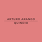 Text 'Arturo Arango Quindio' on a pink background