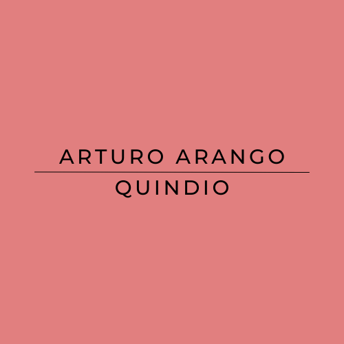 Text 'Arturo Arango Quindio' on a pink background