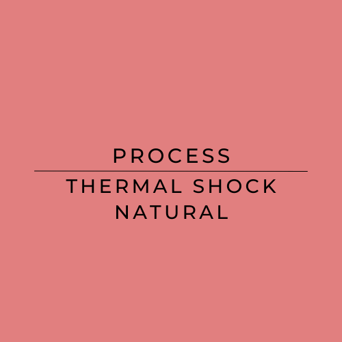Text 'PROCESS THERMAL SHOCK NATURAL' on a pink background