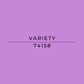 Purple background with 'VARIETY 74158' text