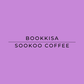 A square graphic with a solid lavender-purple background and centered black text reading 'BOOKKISA' above 'SOOKOO COFFEE' separated by a horizontal line.