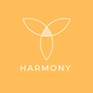 Logo with the word 'Harmony' on an orange background