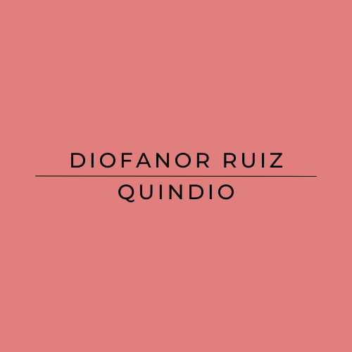 Text 'DIOFANOR RUIZ QUINDIO' on a pink background