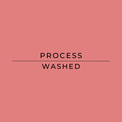 Text 'PROCESS WASHED' on a pink background