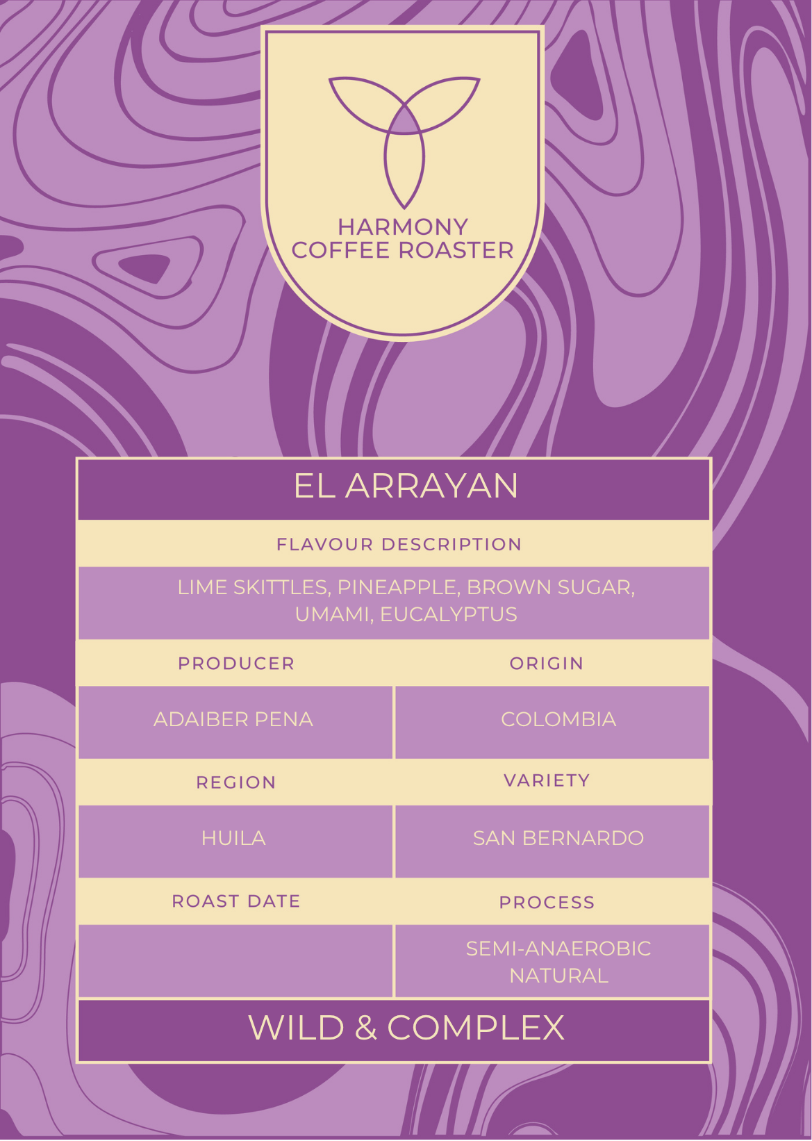 El Arrayan coffee card Harmony York
