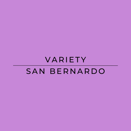 Text 'VARIETY SAN BERNARDO' on a purple background