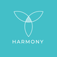 Logo with the word 'Harmony' on a teal background