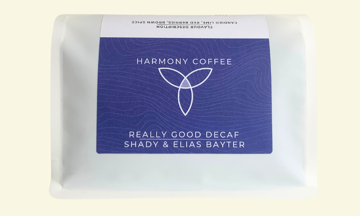 Bag of Harmony Coffee Really good decaf 
