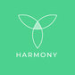 Logo with the word 'Harmony' on a green background