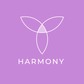 Logo with the word 'Harmony' on a purple background