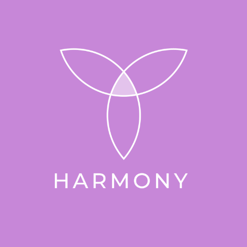 Logo with the word 'Harmony' on a purple background