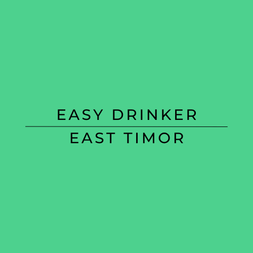 Text: 'Easy Drinker, East Timor' on a green background. Describing Hatuhei coffee. 