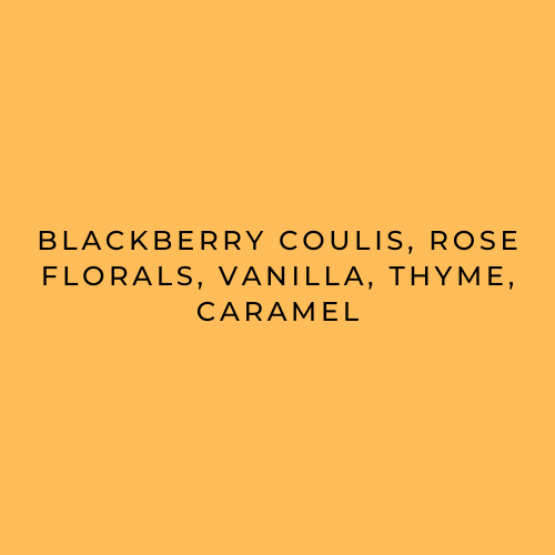 Text listing flavors on a yellow background
