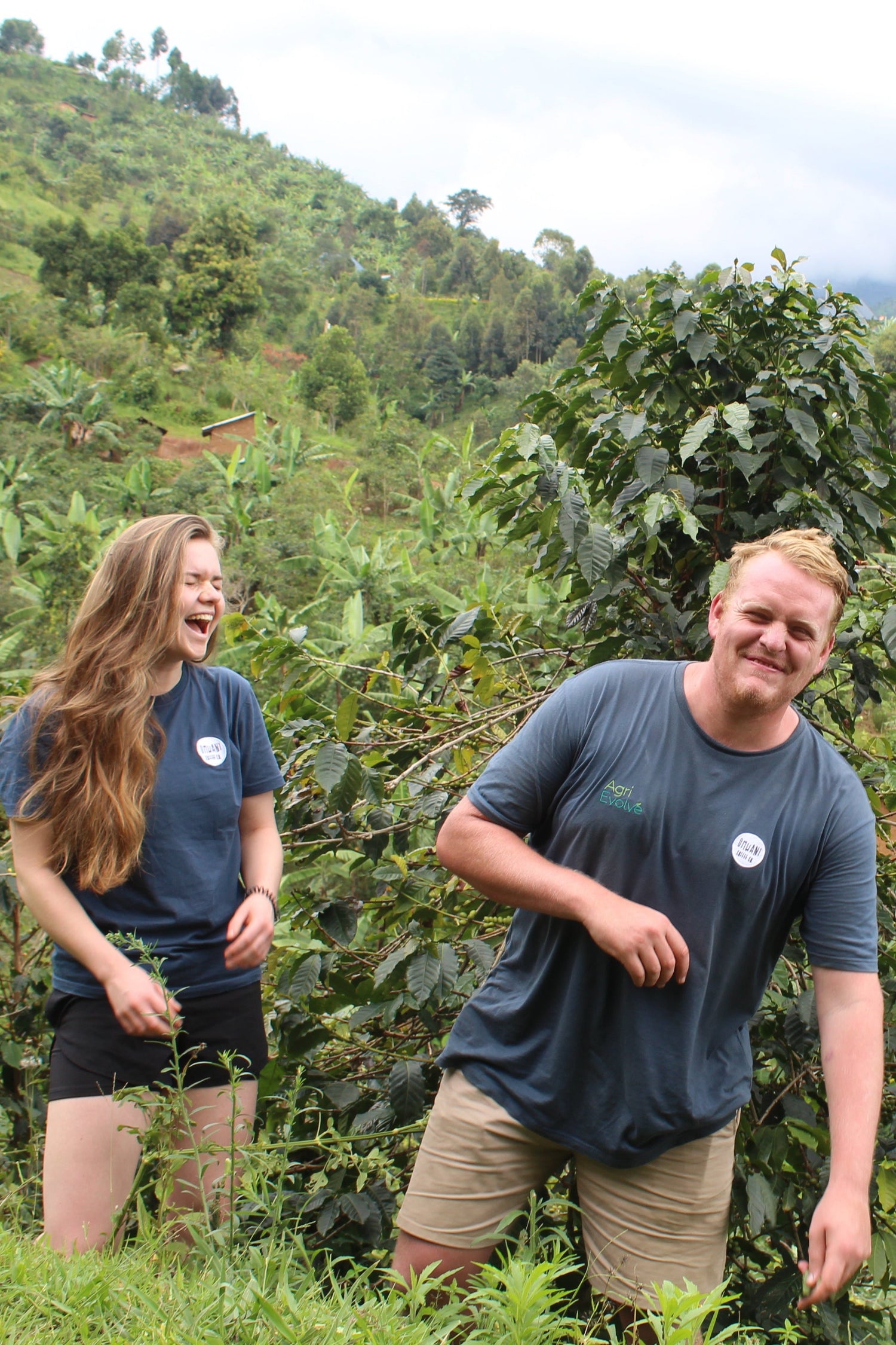 Photo of Olivia Collins and James Wilkinson in Uganda with Omwani Coffee