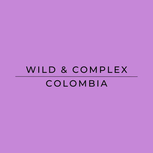 Black text 'Wild & Complex Colombia' on a Purple  background