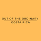 Text 'Out of the Ordinary Costa Rica' on a yellow background