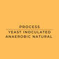 Text 'PROCESS YEAST INOCULATED ANAEROBIC NATURAL' on a yellow background