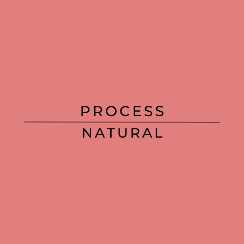 Text 'PROCESS NATURAL' on a pink background