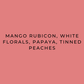 Flavour descriptions for Rumudamo anaerobic natural mango rubicon, white florals, papaya, tinned peaches