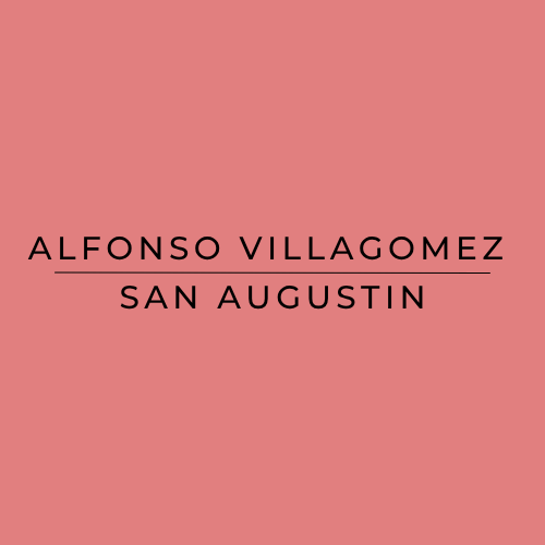 Alfonso Villagomez San Augustin text on a red background