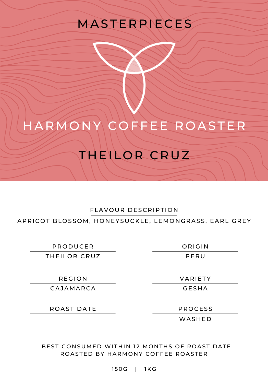 Label for Their Cruz Gesha Harmony Coffee Masterpieces
